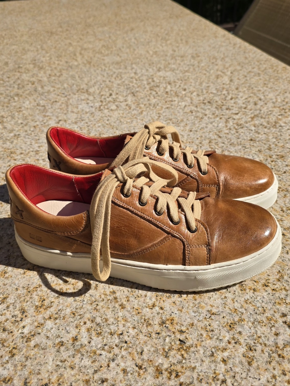 BED|STU Women's AZELI Tan Leather Sneakers with Red Lining - ONLY WORN ONCE - Picture 5 of 10